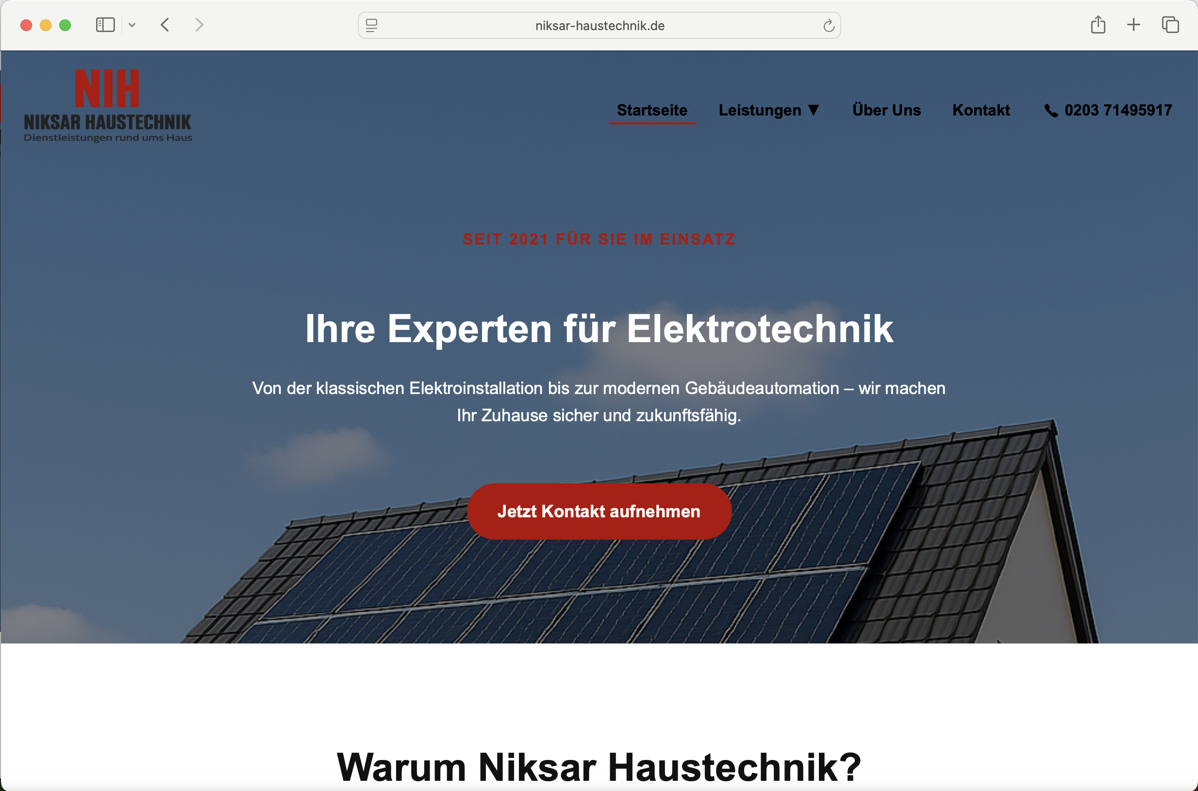 Responsive Unternehmenswebsite von Niksar Elektrotechnik, entwickelt von Bee HMBLE